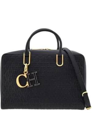 Carolina Herrera Tassen, Dames, Zwart, ONE Size, Katoen, Baobab Leren Duke Tas met Rosetta Insignia