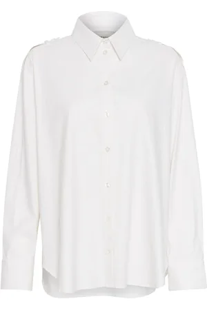 Gestuz Blouses & Shirts, Dames, Wit, L, Linnen, Witte linnen overhemd met kraag