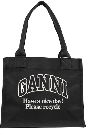 Ganni Tassen, Dames, Zwart, ONE Size, Denim, Denim Tote Tas