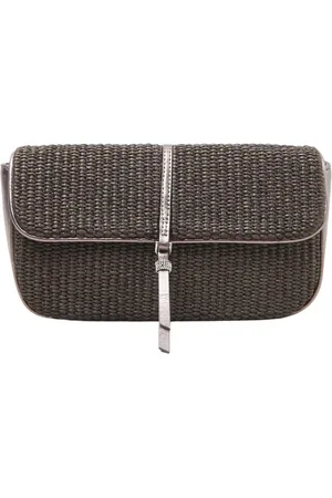 PESERICO SIGN Tassen, Dames, Zwart, ONE Size, Clutch van geweven strostof