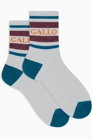 Gallo Ondergoed, unisex, Veelkleurig, S, Katoen, Unisex korte witte katoenen en glitter sokken met tweekleurig streep patroon