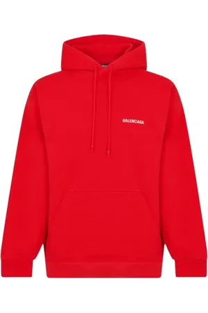 Balenciaga Sweatshirts & Hoodies, Heren, Rood, 2Xs, Katoen, Rode Katoenen Logo Hoodie