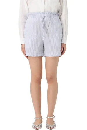 Woolrich Korte broeken, Dames, Blauw, S, Seersucker Shorts voor Mannen