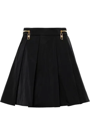 Elisabetta Franchi Rokken, Dames, Zwart, L, Nylon, Zwart Geplooid Nylon Minirok met Ritssluiting