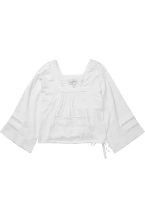 Munthe Blouses & Shirts, Dames, Wit, L, Elegante Geborduurde Top met Strik