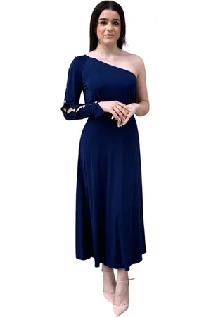 Elisabetta Franchi Kleedjes, Dames, Blauw, S, Stijlvolle 100%Vi Jurk