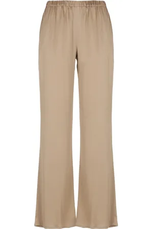 ANTONELLI Broeken, Dames, Bruin, S, Zijden bruine broek elastische taille