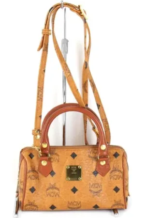 MCM Pre-owned, Dames, Bruin, ONE Size, Leer, Tweedehands leren schoudertassen