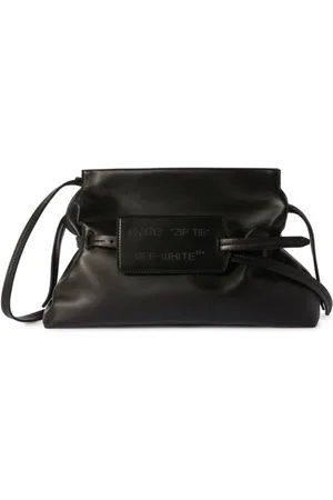 OFF-WHITE Tassen, Dames, Zwart, ONE Size, Leer, Zip Tie leren clutch