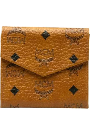 MCM Pre-owned, Dames, Bruin, ONE Size, Leer, Pre-owned Plastic wallets