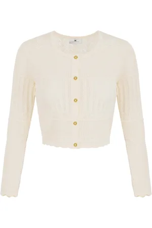 Elisabetta Franchi Truien, Dames, Wit, XL, Stijlvolle Viola Broek voor Vrouwen