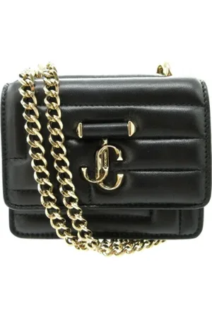 Jimmy Choo Pre-owned, Dames, Zwart, ONE Size, Leer, Tweedehands leren schoudertassen
