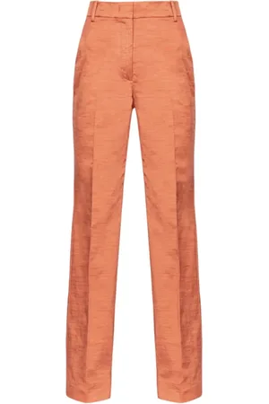 Pinko Broeken, Dames, Bruin, XS, Katoen, Buitenkant Stof: Katoen Viscose Elastaan Voering: Acetaat Polyester