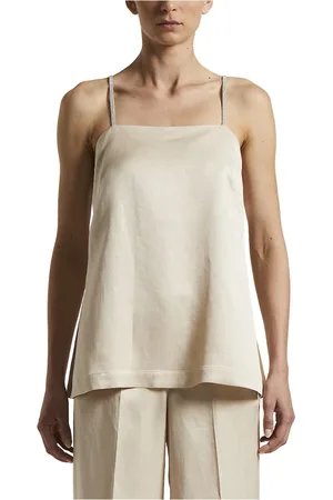 PESERICO SIGN Tops, Dames, , XS, Linnen, Vloeibare viscose en linnen keper top