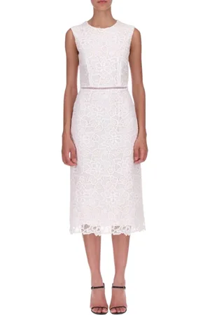 ERMANNO SCERVINO Kleedjes, Dames, Wit, S, Elegante Midi Jurk in Kant
