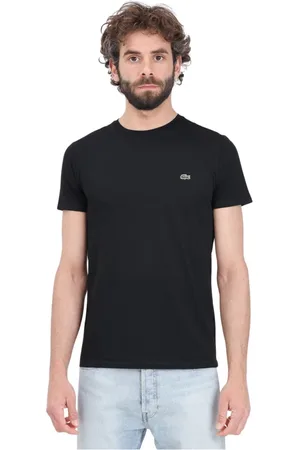 Lacoste Tops, Heren, Zwart, M, Katoen, Pima katoenen jersey T-shirt met ronde hals