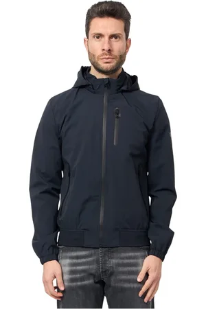 YES ZEE BY ESSENZA Jassen, Heren, Blauw, 3Xl, Nylon, Blauwe Bomberjack met capuchon