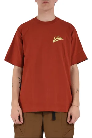 Vans Tops, Heren, Oranje, XL, Katoen, Geribbelde ronde hals bedrukt t-shirt