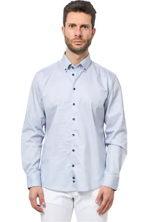 Bugatti Overhemden, Heren, Blauw, M, Blauw Casual Overhemd met Lange Mouwen