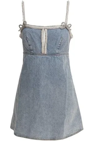 Self-Portrait Kleedjes, Dames, Blauw, M, Denim, Blauwe Denim Mini Jurk