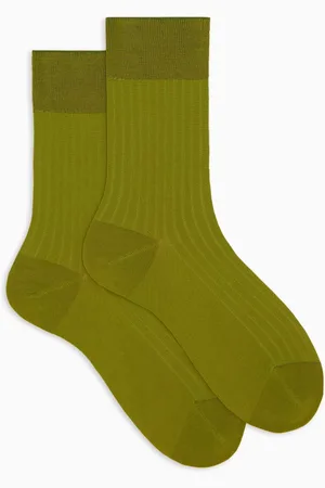 Gallo Ondergoed, Dames, Groen, S, Katoen, Korte effen groene geribbelde katoenen sokken voor dames