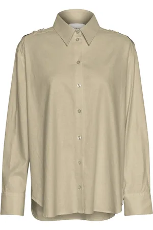 Gestuz Blouses & Shirts, Dames, Groen, 2Xl, Linnen, Linnen Shirt Silver Sage