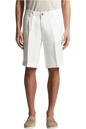 PESERICO SIGN Korte broeken, Heren, Wit, XL, Linnen, Puurlinnen gabardine Bermuda shorts