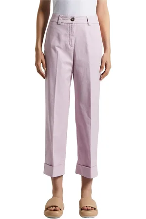 PESERICO SIGN Broeken, Dames, Roze, L, Katoen, Stretch katoenen broek