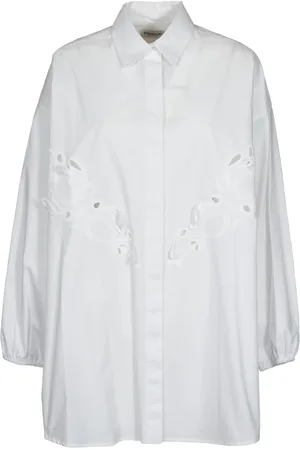 Dondup Blouses & Shirts, Dames, Wit, M, Katoen, Witte Korte Jurk met Lange Mouwen