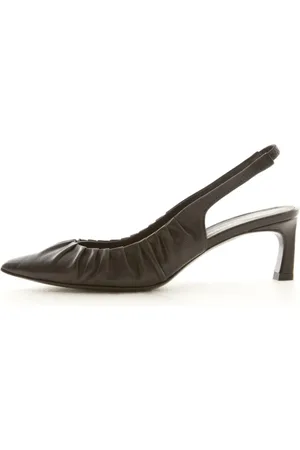 HALMANERA Schoenen, Dames, Zwart, 36 EU, Leer, Zwarte leren decollete met ruches