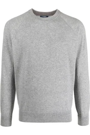 BARBA Truien, Heren, Grijs, M, Kasjmier, Grijze Cashmere Trui