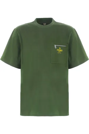 Fendi Tops, Heren, Groen, M, Katoen, Casual Katoenen T-Shirt voor Mannen