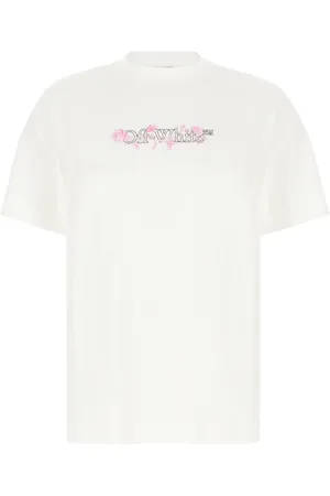 OFF-WHITE Tops, Dames, Wit, M, Katoen, Casual Katoenen T-Shirt in Wit
