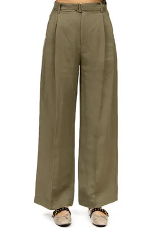 TELA Broeken, Dames, Groen, M, Linnen, Groene Militaire Linnen Broek