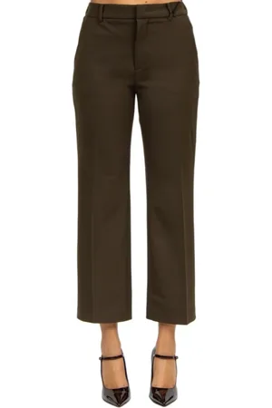 Nº21 Broeken, Dames, Groen, M, Wol, Militair Groene Wol Rechte Pijp Broek