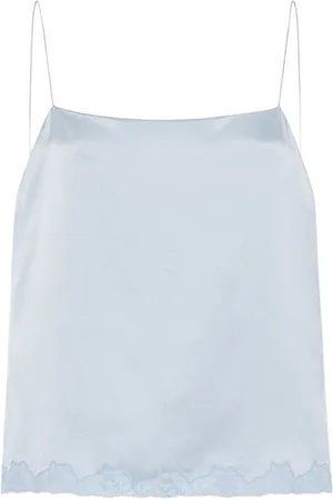 The Row Tops, Dames, Blauw, 2Xs, Blauwe Kant Lingerie Top