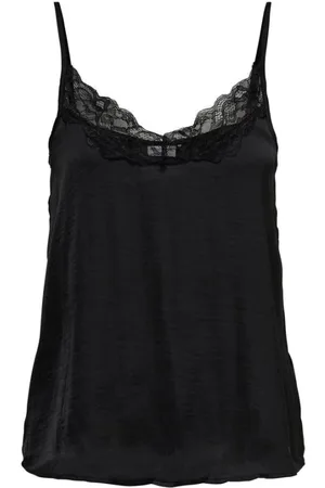 JACQUELINE DE YONG Tops, Dames, Zwart, L, Polyester, Zwarte Polyester Tanktop Lente/Zomer Collectie