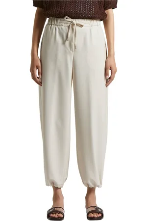 PESERICO SIGN Broeken, Dames, Wit, 3Xs, Joggerbroek in Loro Piana technische gabardine