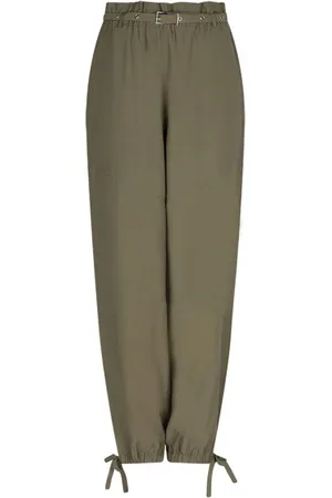 Dante 6 Broeken, Dames, Groen, XS, Polyester, Comfortabele Paperbag Broek in Olijfgroen