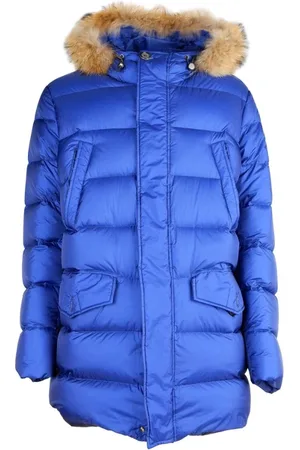 add Jassen, Heren, Blauw, L, Nylon, Blauwe Nylon Donsjas met Bont Capuchon