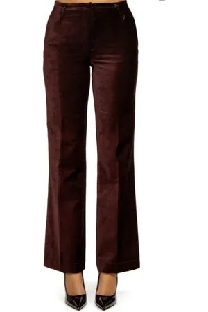 FORTE FORTE Broeken, Dames, Paars, S, Katoen, Blauwe Fluweel Flare Broek