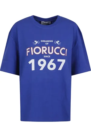 Fiorucci Tops, Dames, Blauw, S, Katoen, Dreaming 1967 Print Boxy Fit T-Shirt
