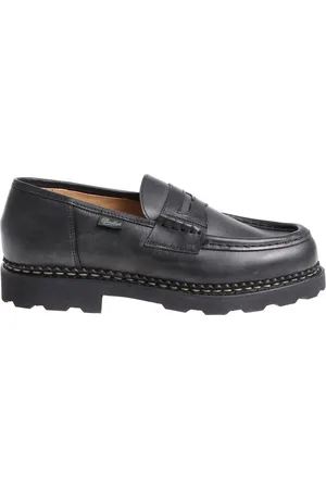 Paraboot Schoenen, Heren, Bruin, 40 EU, Leer, Zwarte leren loafer met zichtbare stiksels