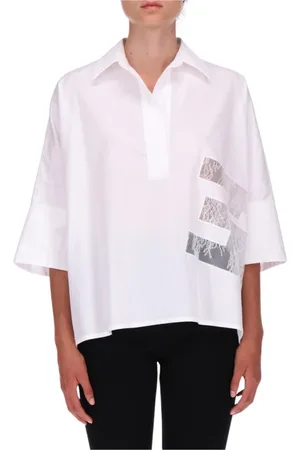 ERMANNO SCERVINO Blouses & Shirts, Dames, Wit, M, Katoen, Witte Katoenen Oversized Poloshirt