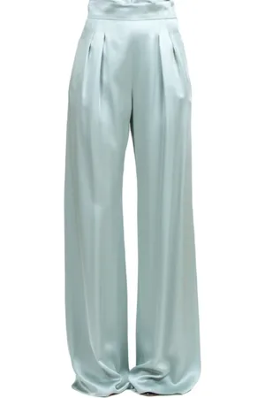 Max Mara Broeken, Dames, Blauw, S, Aquamarijn Palazzo Broek met zijzakken