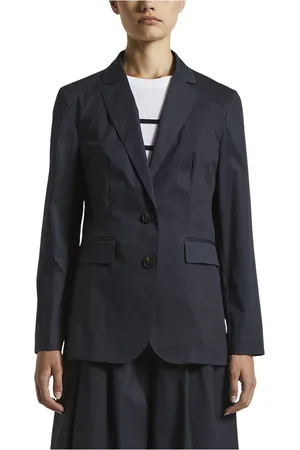 PESERICO SIGN Jassen, Dames, Blauw, M, Katoen, Single-breasted blazer in stretch katoen satijn