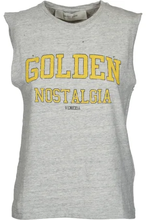 Golden Goose Tops, Dames, Grijs, L, Katoen, Vintage Grijze Mouwloze Katoenen Top