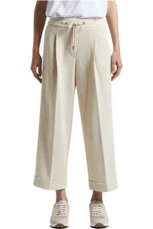 PESERICO SIGN Broeken, Dames, , 2Xs, Katoen, Dubbele katoenen linnen Lurex jersey broek