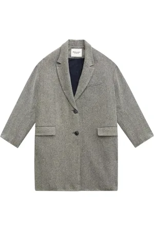 Isabel Marant Jassen, Dames, Grijs, M, Limiza Coat in zwart/ecru