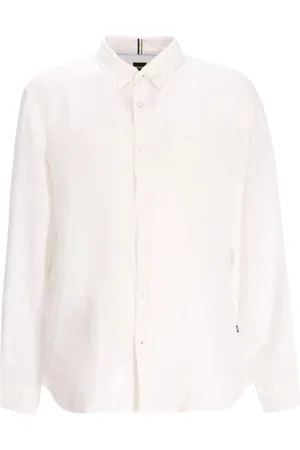 HUGO BOSS Overhemden, Heren, Wit, M, Linnen, Puurlinnen Stijlvolle Shirt
